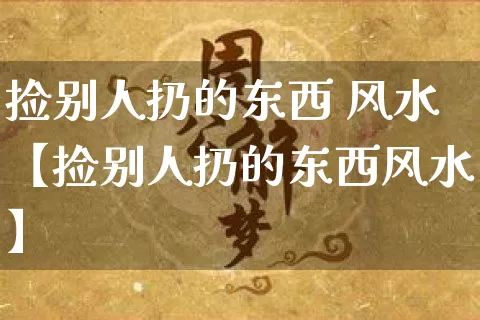 捡别人扔的东西 风水【捡别人扔的东西风水】_https://www.nbtfsb.com_易经起名_第1张