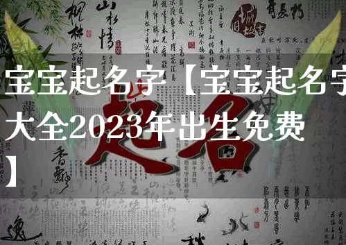 宝宝起名字【宝宝起名字大全2023年出生免费】_https://www.nbtfsb.com_周公解梦_第1张