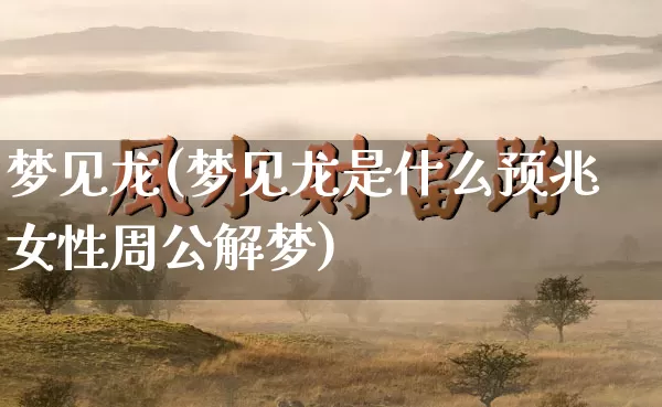 梦见龙(梦见龙是什么预兆女性周公解梦)_https://www.nbtfsb.com_道源国学_第1张