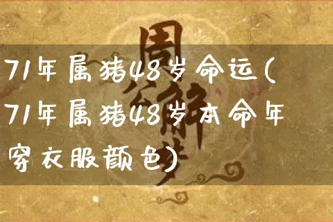 71年属猪48岁命运(71年属猪48岁本命年穿衣服颜色)_https://www.nbtfsb.com_道源国学_第1张