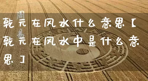 乾元在风水什么意思【乾元在风水中是什么意思】_https://www.nbtfsb.com_道源国学_第1张