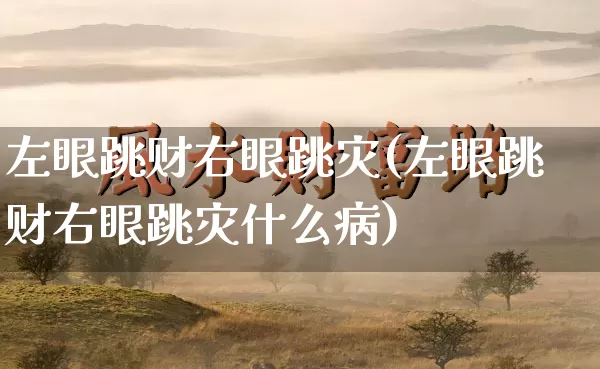 左眼跳财右眼跳灾(左眼跳财右眼跳灾什么病)_https://www.nbtfsb.com_五行风水_第1张