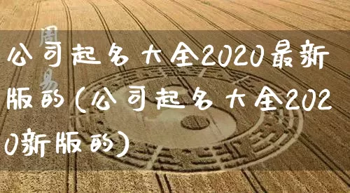 公司起名大全2020最新版的(公司起名大全2020新版的)_https://www.nbtfsb.com_周公解梦_第1张