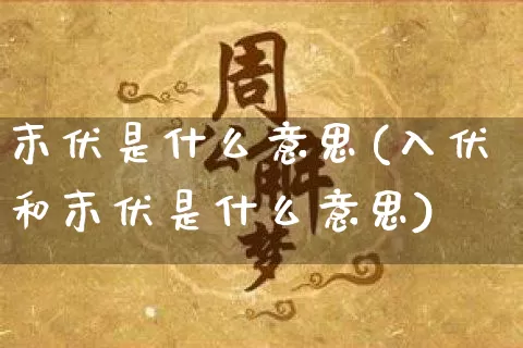 末伏是什么意思(入伏和末伏是什么意思)_https://www.nbtfsb.com_道源国学_第1张