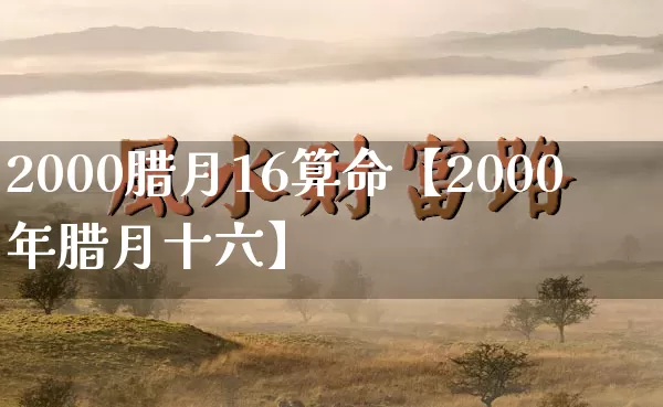 2000腊月16算命【2000年腊月十六】_https://www.nbtfsb.com_易经起名_第1张