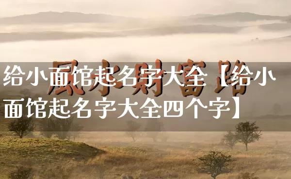给小面馆起名字大全【给小面馆起名字大全四个字】_https://www.nbtfsb.com_易经起名_第1张