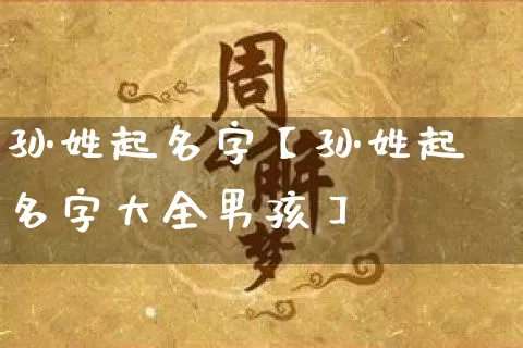 孙姓起名字【孙姓起名字大全男孩】_https://www.nbtfsb.com_五行风水_第1张