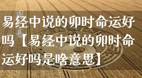 易经中说的卯时命运好吗【易经中说的卯时命运好吗是啥意思】_https://www.nbtfsb.com_易经起名_第1张
