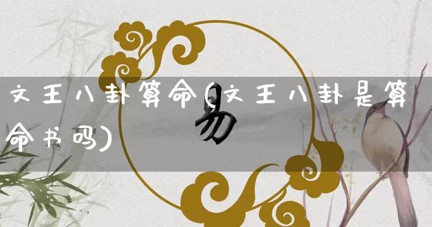 文王八卦算命(文王八卦是算命书吗)_https://www.nbtfsb.com_生肖星座_第1张
