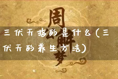 三伏天指的是什么(三伏天的养生方法)_https://www.nbtfsb.com_五行风水_第1张