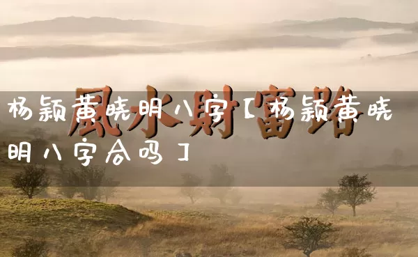 杨颖黄晓明八字【杨颖黄晓明八字合吗】_https://www.nbtfsb.com_国学动态_第1张
