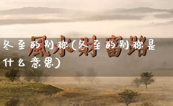 冬至的别称(冬至的别称是什么意思)_https://www.nbtfsb.com_五行风水_第1张