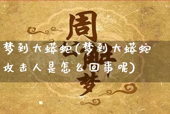 梦到大蟒蛇(梦到大蟒蛇攻击人是怎么回事呢)_https://www.nbtfsb.com_道源国学_第1张