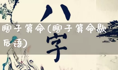 瞎子算命(瞎子算命歇后语)_https://www.nbtfsb.com_道源国学_第1张
