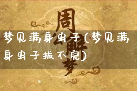 梦见满身虫子(梦见满身虫子拔不完)_https://www.nbtfsb.com_易经起名_第1张