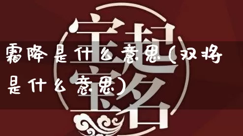 霜降是什么意思(双将是什么意思)_https://www.nbtfsb.com_五行风水_第1张