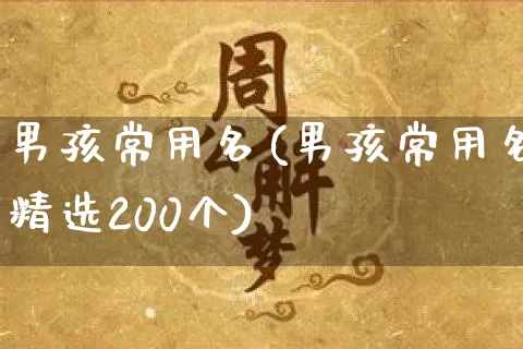 男孩常用名(男孩常用名精选200个)_https://www.nbtfsb.com_五行风水_第1张