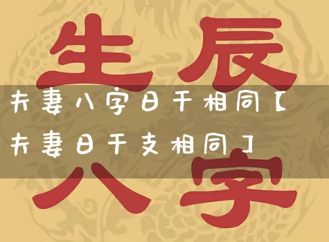 夫妻八字日干相同【夫妻日干支相同】_https://www.nbtfsb.com_国学动态_第1张