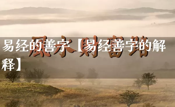 易经的善字【易经善字的解释】_https://www.nbtfsb.com_五行风水_第1张