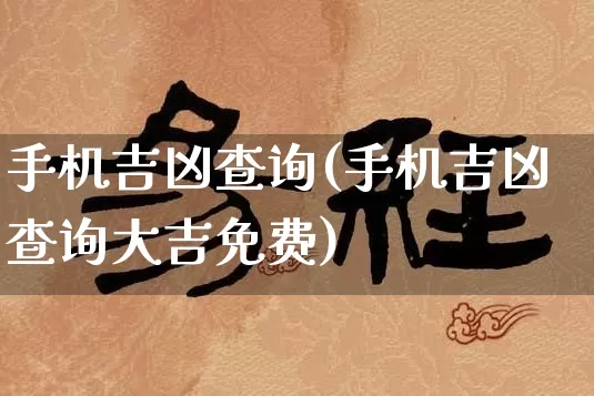 手机吉凶查询(手机吉凶查询大吉免费)_https://www.nbtfsb.com_国学动态_第1张