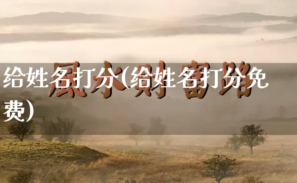给姓名打分(给姓名打分免费)_https://www.nbtfsb.com_八字算命_第1张