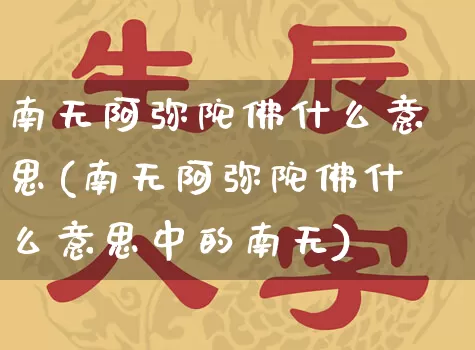 南无阿弥陀佛什么意思(南无阿弥陀佛什么意思中的南无)_https://www.nbtfsb.com_易经起名_第1张