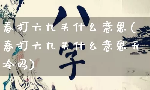 春打六九头什么意思(春打六九头什么意思天冷吗)_https://www.nbtfsb.com_国学动态_第1张