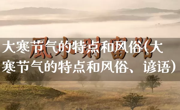 大寒节气的特点和风俗(大寒节气的特点和风俗、谚语)_https://www.nbtfsb.com_八字算命_第1张