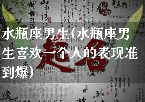 水瓶座男生(水瓶座男生喜欢一个人的表现准到爆)_https://www.nbtfsb.com_易经起名_第1张