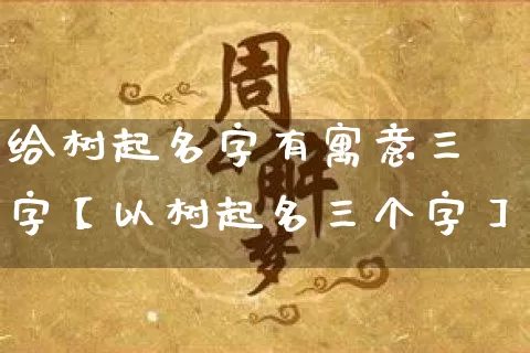 给树起名字有寓意三字【以树起名三个字】_https://www.nbtfsb.com_生肖星座_第1张