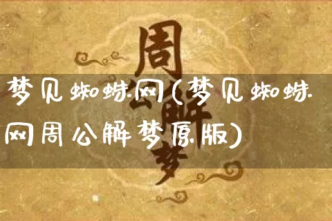 梦见蜘蛛网(梦见蜘蛛网周公解梦原版)_https://www.nbtfsb.com_易经起名_第1张