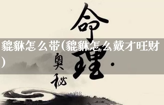 貔貅怎么带(貔貅怎么戴才旺财)_https://www.nbtfsb.com_生肖星座_第1张