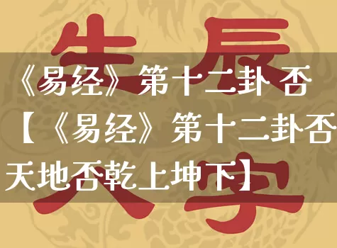 《易经》第十二卦 否【《易经》第十二卦否天地否乾上坤下】_https://www.nbtfsb.com_道源国学_第1张