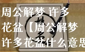 周公解梦 许多花盆【周公解梦许多花盆什么意思】_https://www.nbtfsb.com_易经起名_第1张