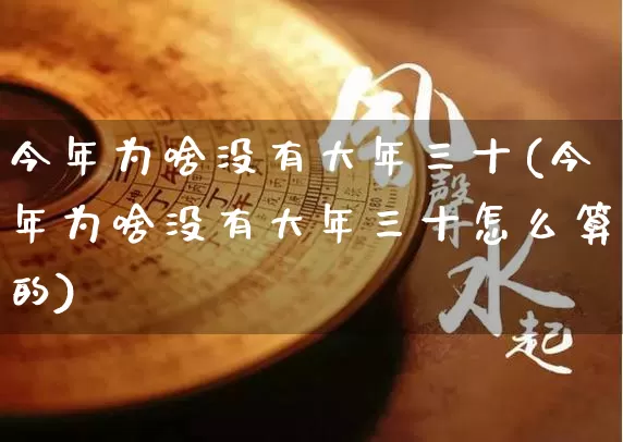 今年为啥没有大年三十(今年为啥没有大年三十怎么算的)_https://www.nbtfsb.com_道源国学_第1张
