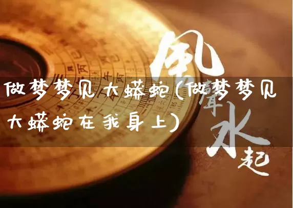 做梦梦见大蟒蛇(做梦梦见大蟒蛇在我身上)_https://www.nbtfsb.com_生肖星座_第1张