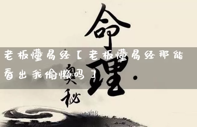 老板懂易经【老板懂易经那能看出我偷懒吗】_https://www.nbtfsb.com_周公解梦_第1张
