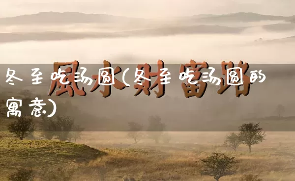 冬至吃汤圆(冬至吃汤圆的寓意)_https://www.nbtfsb.com_周公解梦_第1张