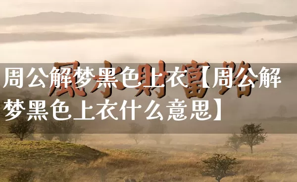 周公解梦黑色上衣【周公解梦黑色上衣什么意思】_https://www.nbtfsb.com_生肖星座_第1张