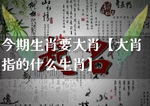 今期生肖要大肖【大肖指的什么生肖】_https://www.nbtfsb.com_道源国学_第1张
