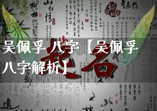 吴佩孚 八字【吴佩孚八字解析】_https://www.nbtfsb.com_生肖星座_第1张