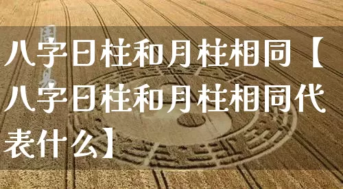 八字日柱和月柱相同【八字日柱和月柱相同代表什么】_https://www.nbtfsb.com_八字算命_第1张