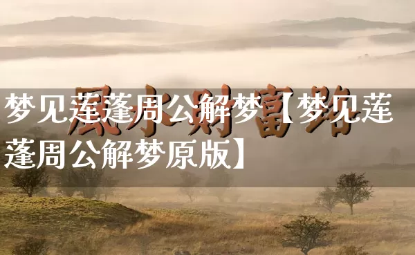 梦见莲蓬周公解梦【梦见莲蓬周公解梦原版】_https://www.nbtfsb.com_周公解梦_第1张