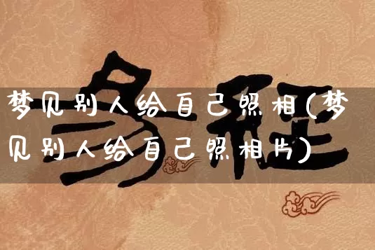梦见别人给自己照相(梦见别人给自己照相片)_https://www.nbtfsb.com_五行风水_第1张