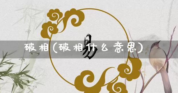 破相(破相什么意思)_https://www.nbtfsb.com_五行风水_第1张
